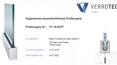 SABCO Balustrade under ABP, German certification