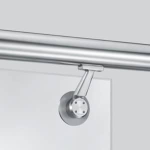 Handrail bracket on glass for balustrades - faceted design