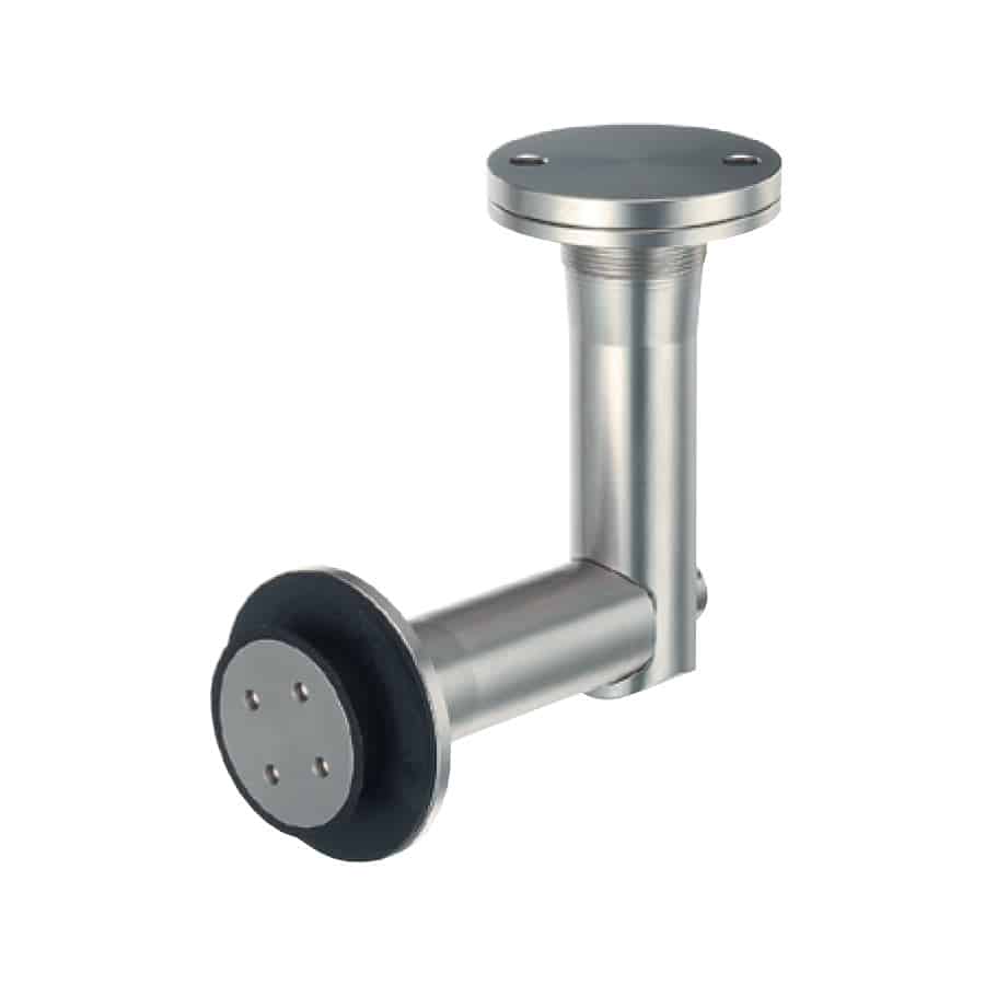 Cylindrical corner joints for two pieces of glass or a wall and a glass to be joined together - angle adaptable to the building site RV-02-24-28-dt