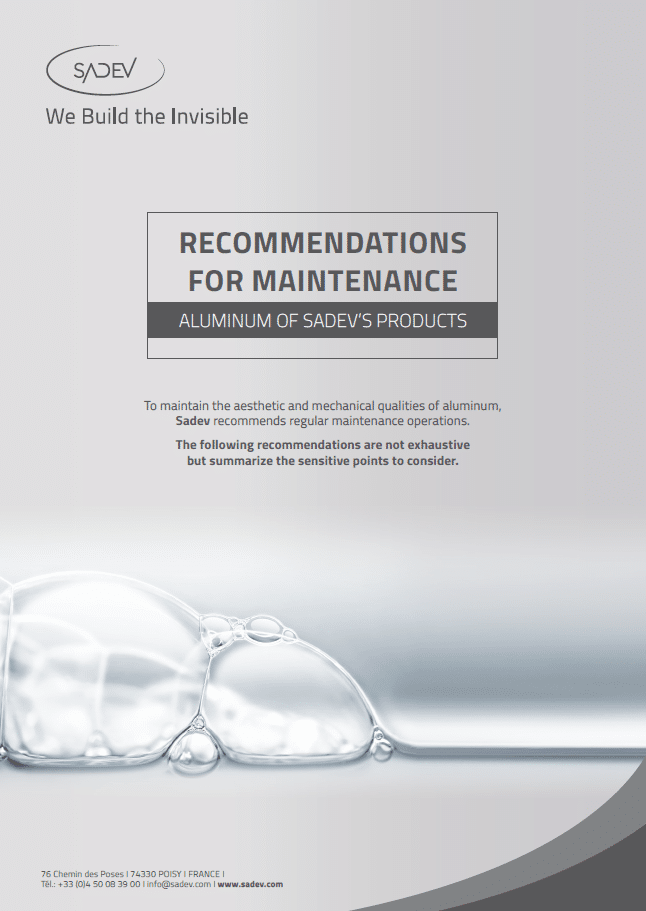 Recommendations for maintenance - Aluminium